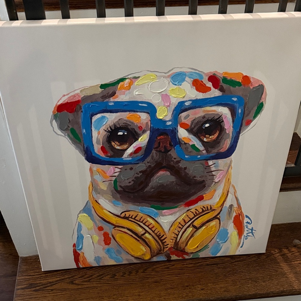 Colorful Pug Canvas Art
